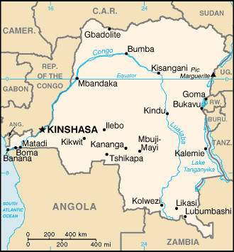 Landkarte DR Kongo